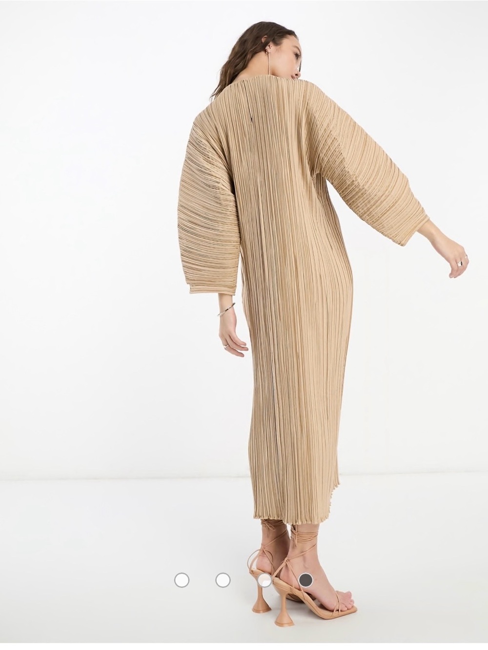 And Other Stories: NWT Pleated Beige Midi Dress - Textured Ribbed Design! CHIC - Picture 5 of 6
